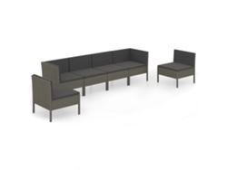 Conjunto de jardín Maison Exclusive de 6 piezas con cojines de mimbre y patas grises.