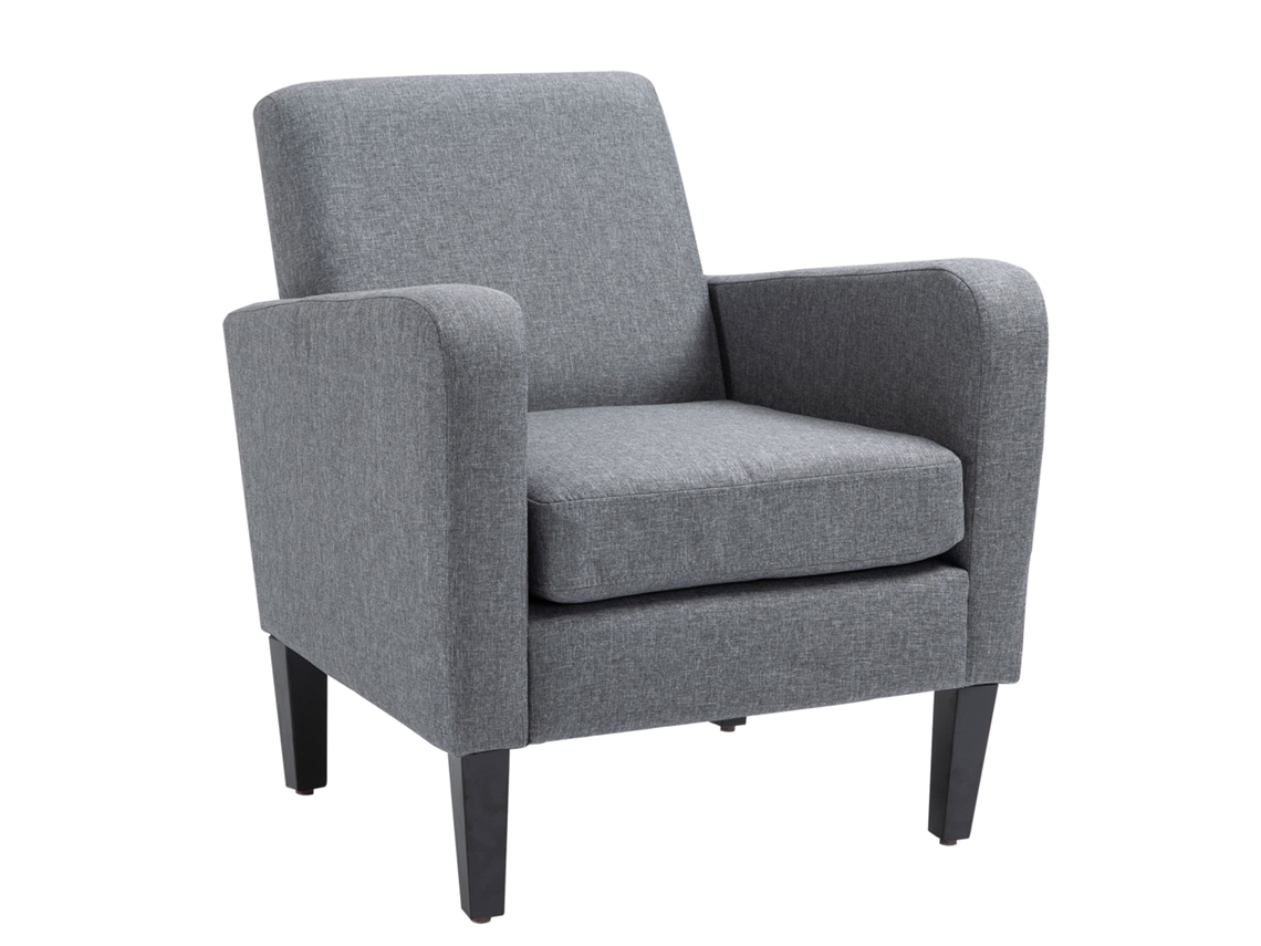 Sillón Reclinable, Lino Gris Claro, Estructura De Madera.