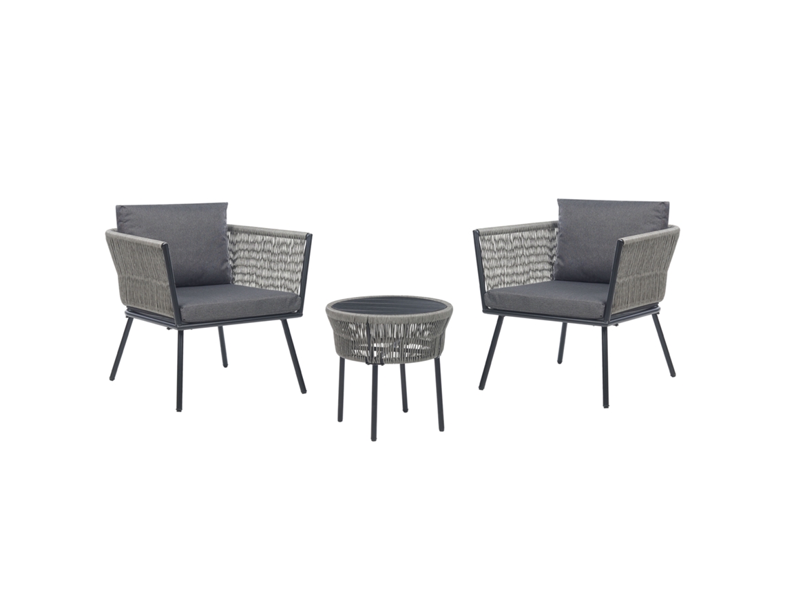 Conjunto de balcón BELIANI Gargano de Ratán sintético Gris 68x70x72
