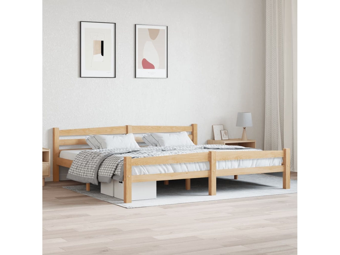 Estructura De Cama Sin Colchón Madera Maciza De Pino 200x200 Cm