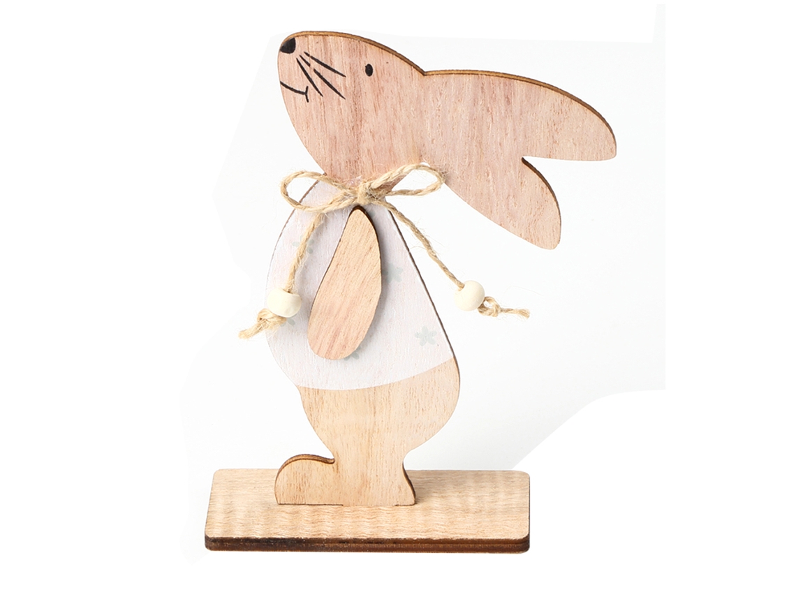 Decoración nórdica para el hogar con conejo de madera Jm01129