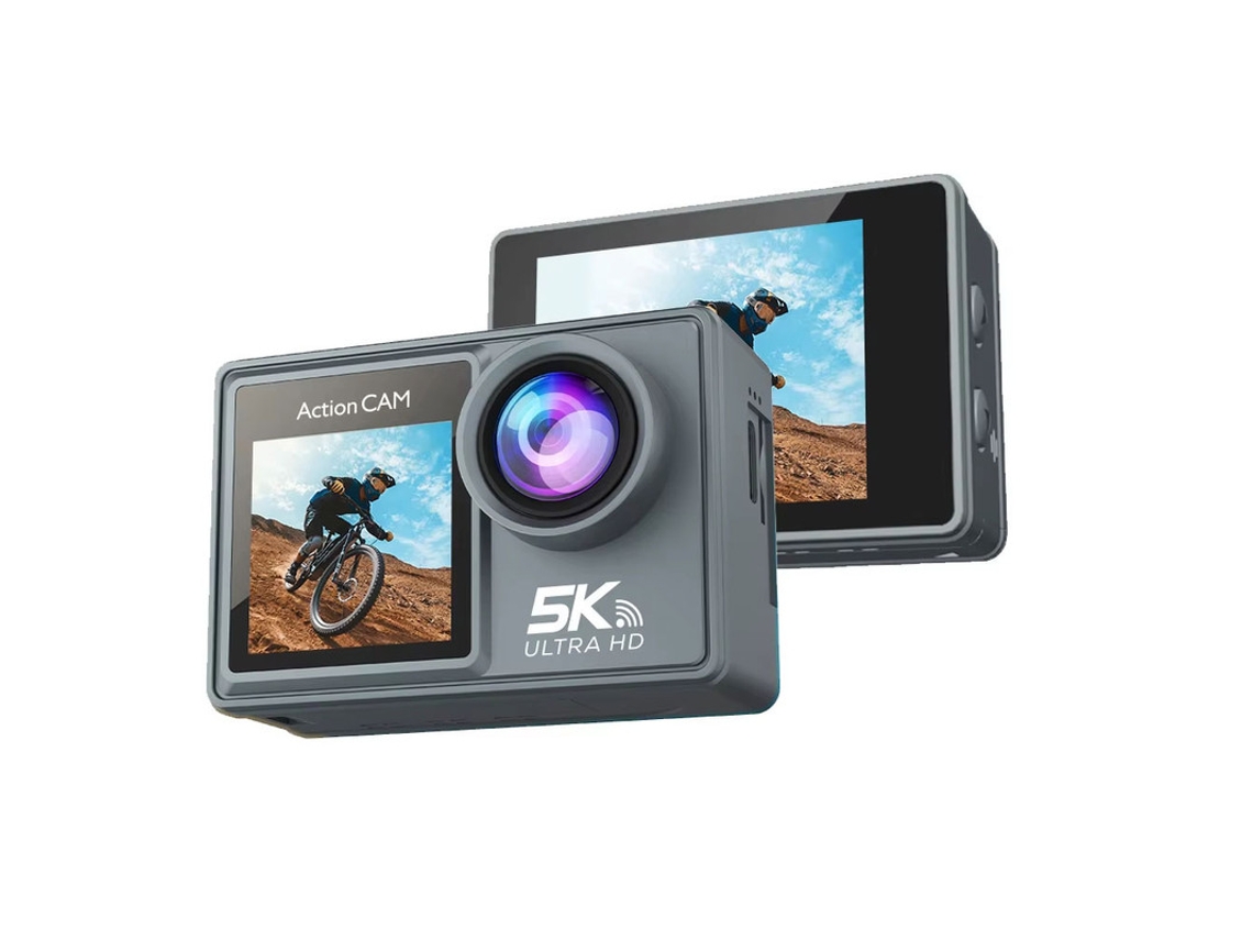 Cámaras de acción Szsmart M40tr con pantalla táctil y antivibración plateada (Ultra HD 5k - Wifi - Lente Sony IMX386 - Micrófonos)