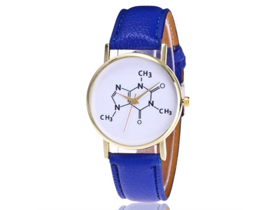 Relógio Feminino Vansvar Vintage De Couro Pu Com Pulso Mapa Dial Quartzo Casual (café Escuro)