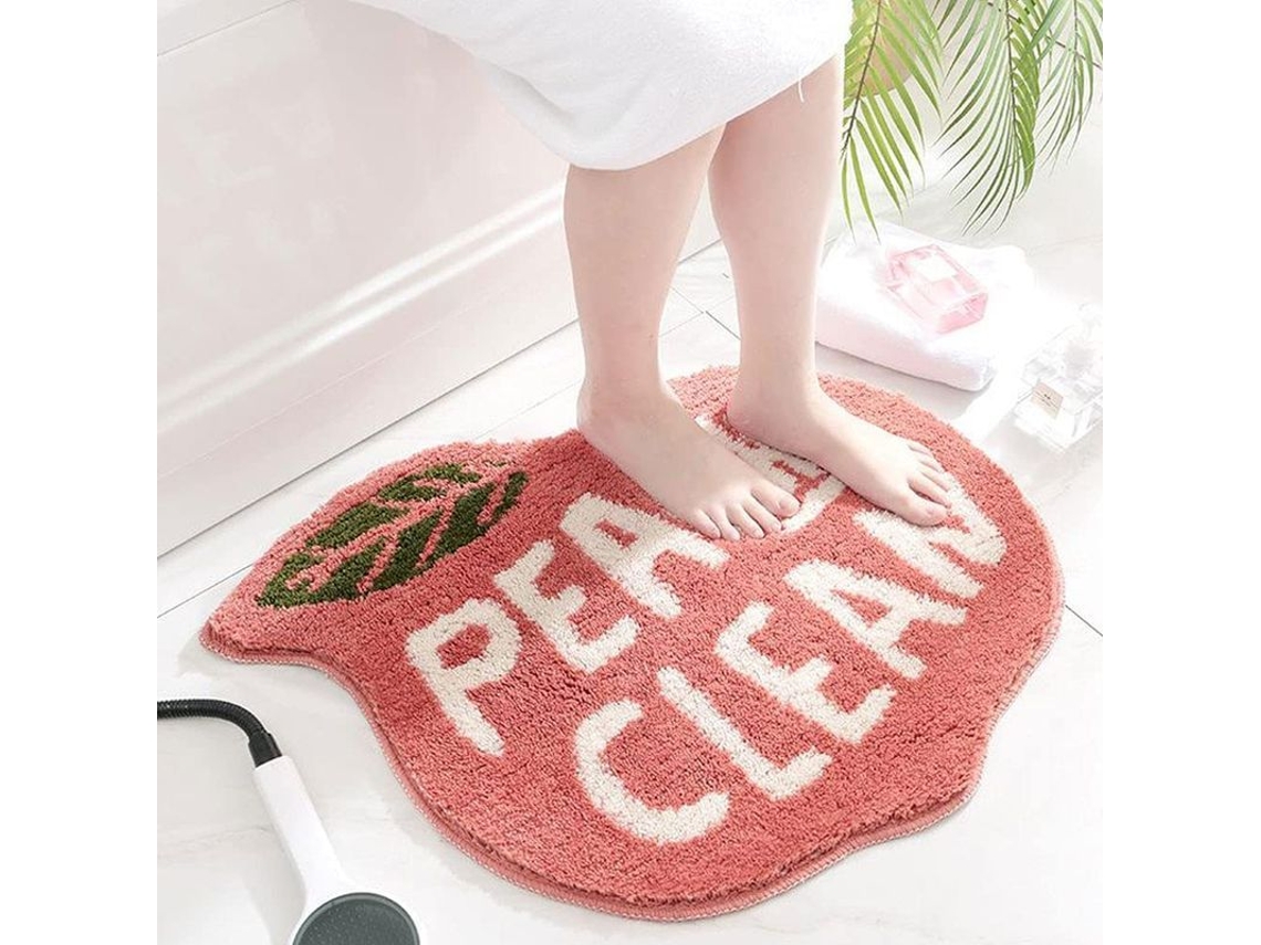 Alfombrilla De Baño Rosa Coral Con Diseño De Dibujos Animados, Antideslizante, Absorbente Y Lavable (55x63cm)
