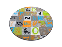 Alfombra Para Niños Jumpy Circulo Patchwork, Letras, Números Gris/Naranja/Azul (circulo 100 cm)