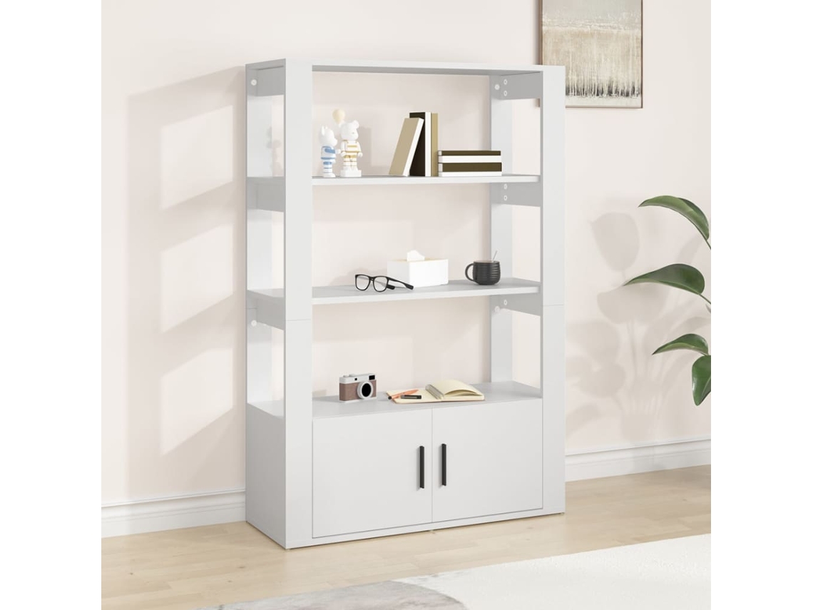 Aparador De Madera Contrachapada Blanco 80x30x119,5 Cm