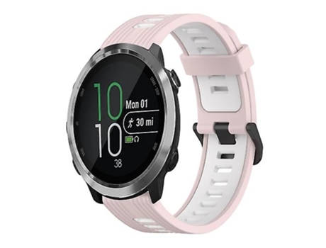 Correa De Reloj Inteligente Para Garmin Forerunner 645, 20Mm, Patrón Vertical, Correa De Reloj De Silicona Bicolor, Rosa Y Blanco VENISYMLIS