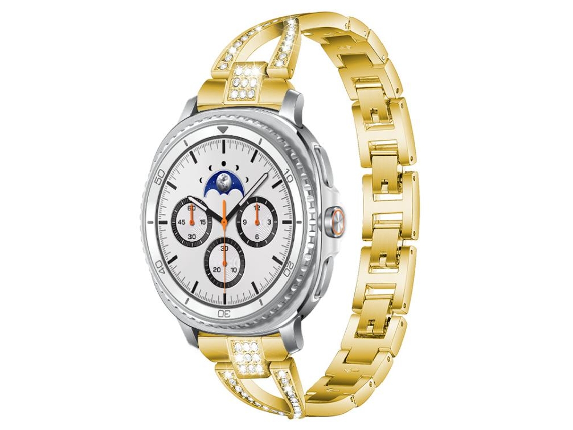 Pulsera para Samsung Galaxy Watch 8/8 Classic - Metal con diamante en forma de X - Oro