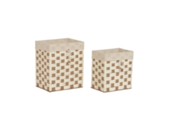Set 2 Cesta Fibra Algodon Beige 42x31x49cm
