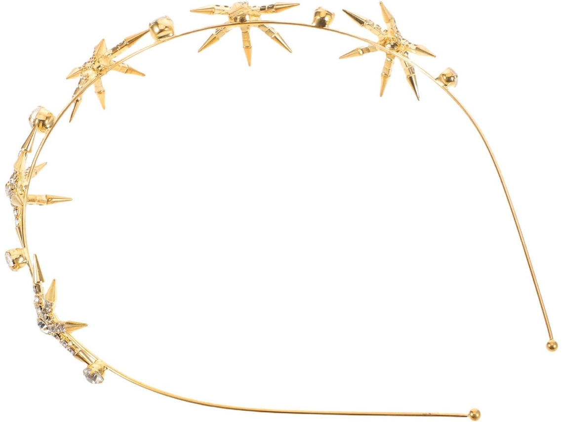 Nuobesty Corona Nupcial De Estrella Con Diamantes De Imitación, Diadema Dorada, Tocado De Boda, Joyería