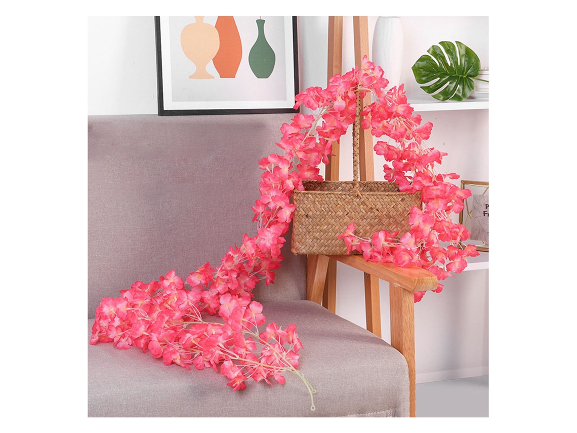 Guirnalda Artificial De Sakura De 1,8 M, Enredadera De Flores De Seda Para Bodas, Decoración Del Hogar Y Fiestas, Rosa Roja.