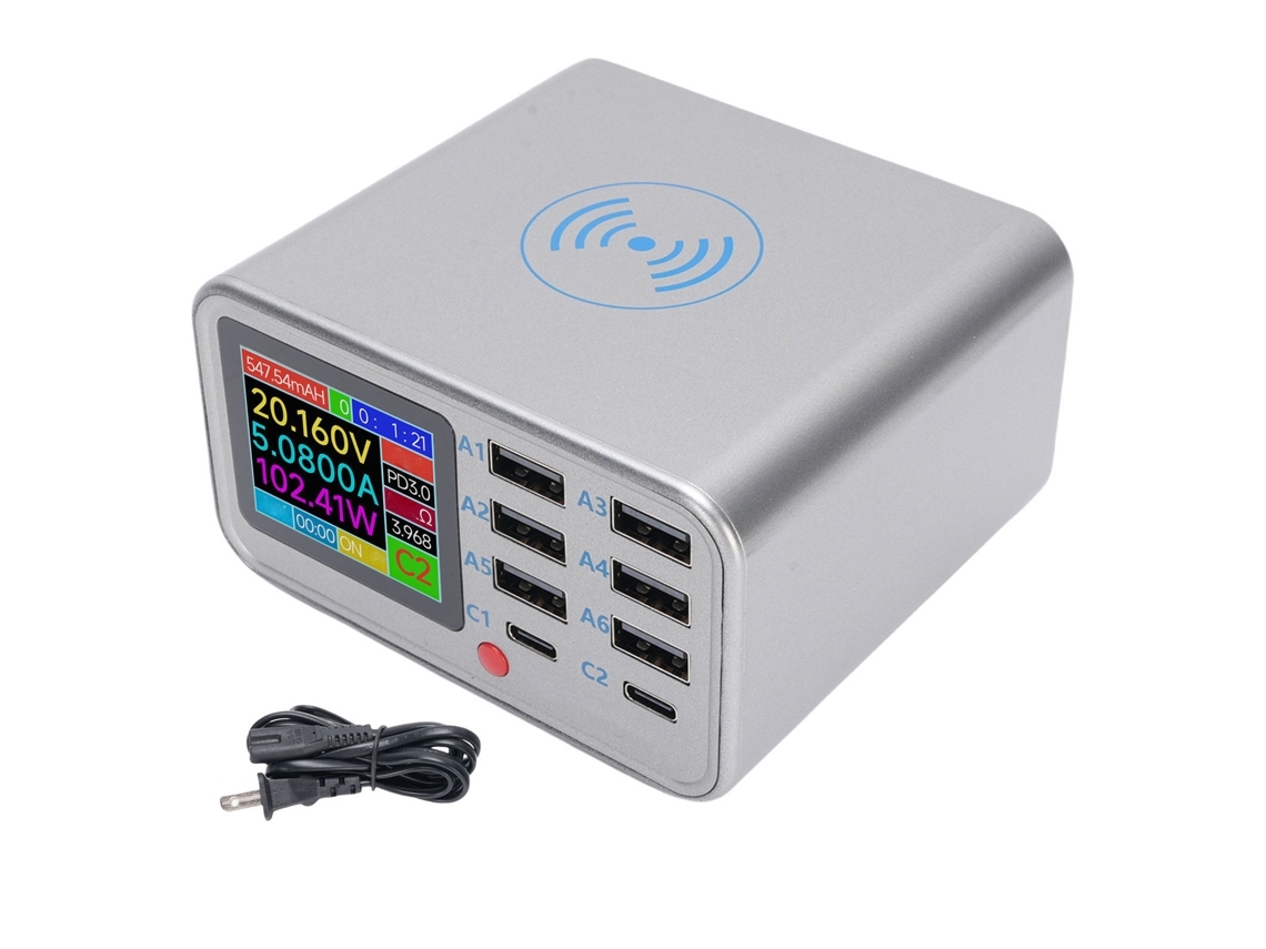 Base De Carga Inalámbrica Usb Con 8 Puertos, 100w, Qc3.0 Pd, Carga Rápida, Enchufe Us
