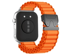 Bracelete Para Huawei Watch Fit 4 Pro / Fit 4 / Fit 3 - Nylon Canelado Largo - Fivela De Paraquedas - Uso Off-road Laranja Com Fivela Preta