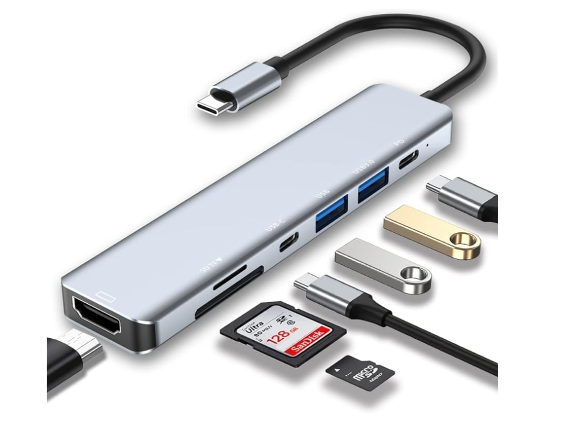 Hub 7 En 1, Adaptador Usb-c Compatible Con Hubs Para Trabajo Remoto