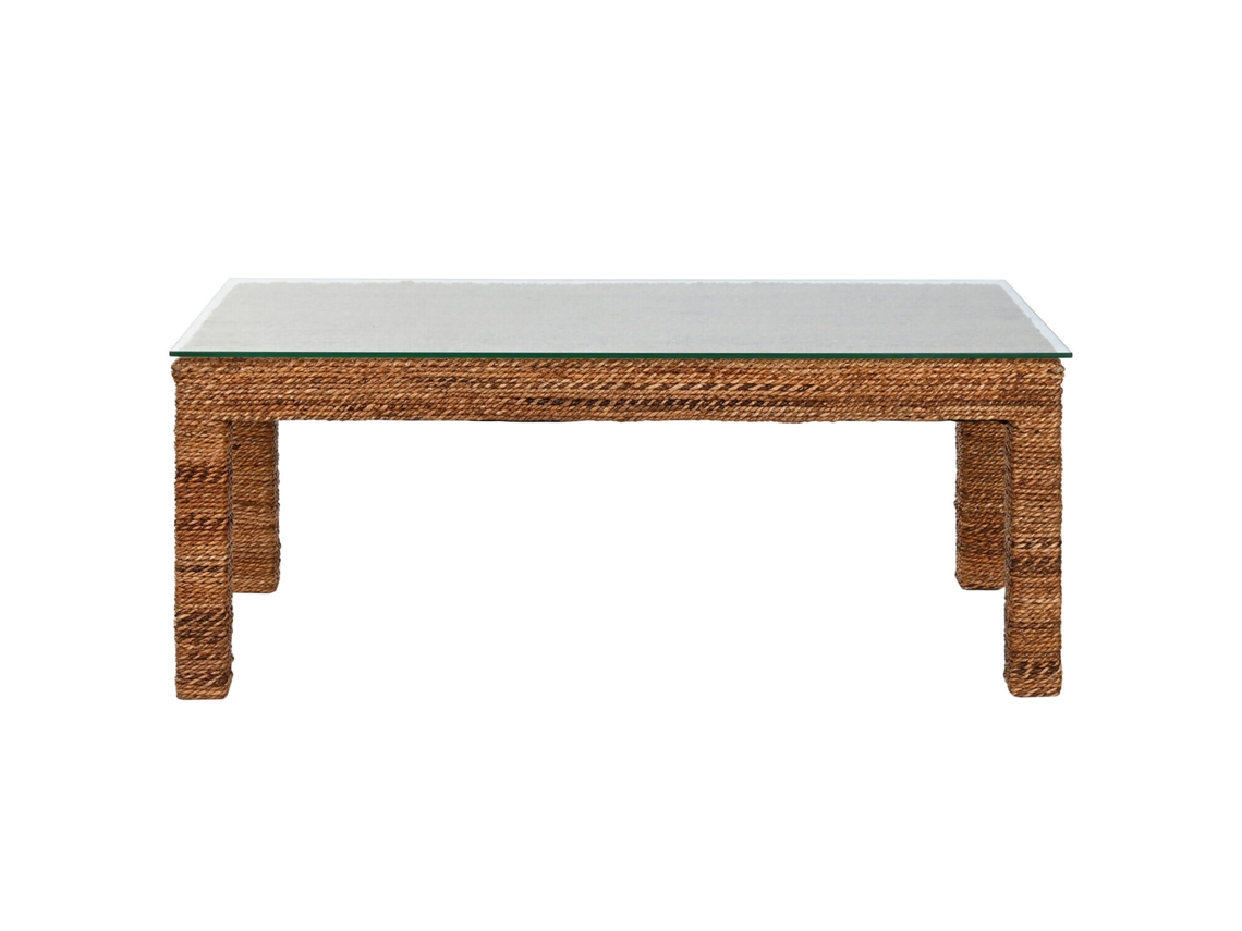 Mesa Centro Fibra Teca Cristal Templado 120x60x45cm