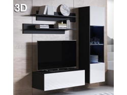Conjunto de Muebles de TV MÓVEIS BONITOS Luke (Negro y Blanco - 150x40x165 cm)