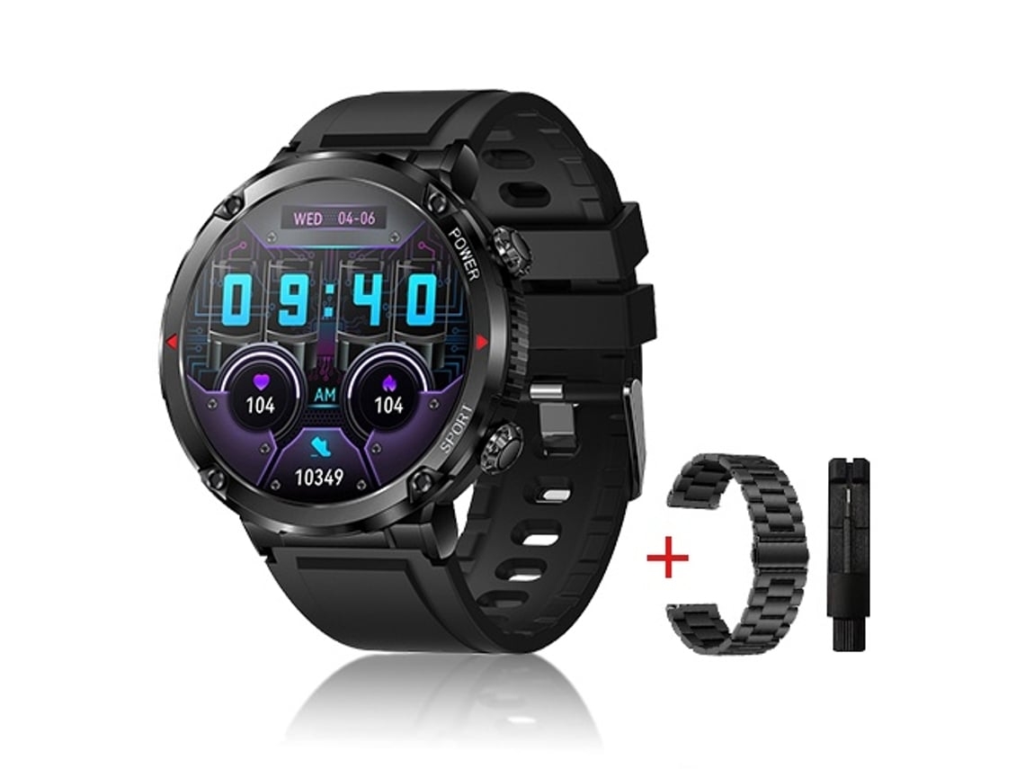 Reloj inteligente militar con llamadas Bluetooth y 600 mAh, color negro Chennnls