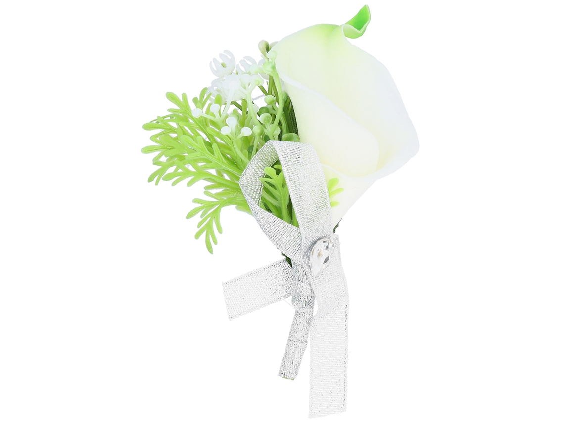 Corsage para novios, boutonnière de flores artificiales, broche, decoración de boda, color blanco lechoso.