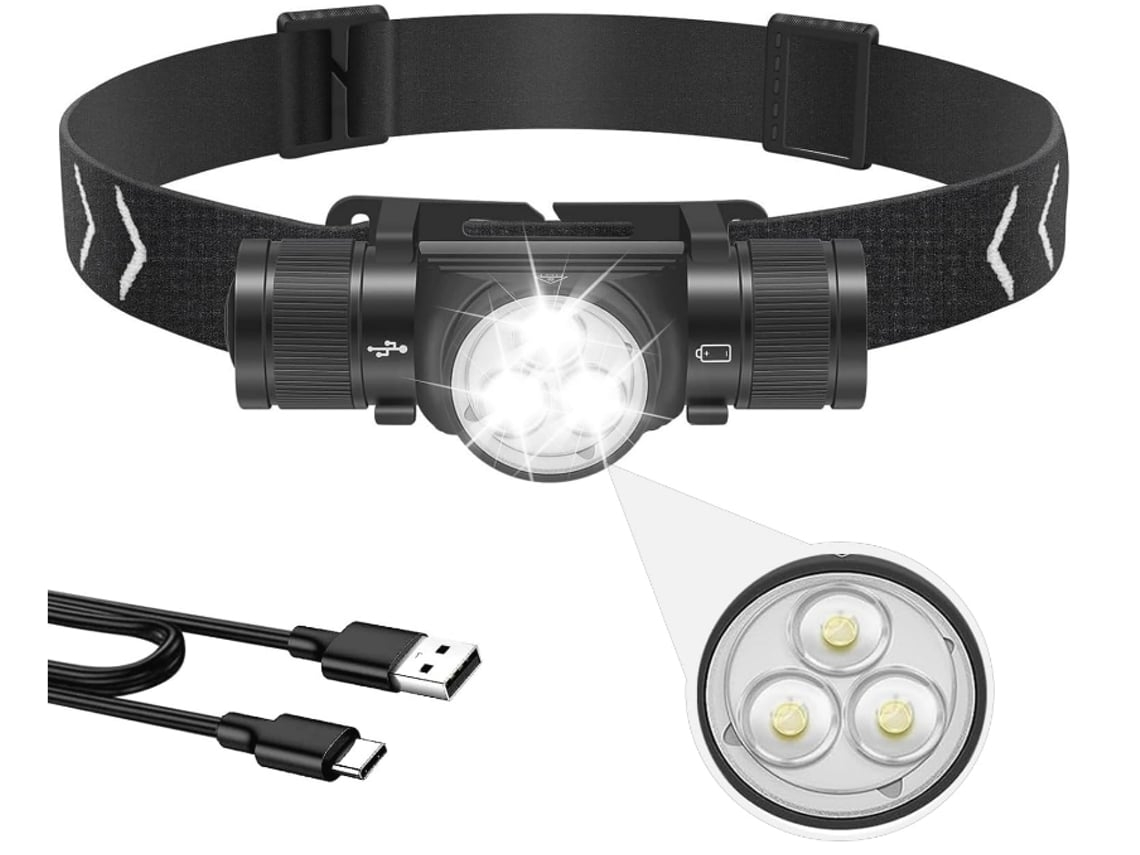 Linterna frontal LED recargable Yunzii HP330, aluminio, 1500 lúmenes, color negro