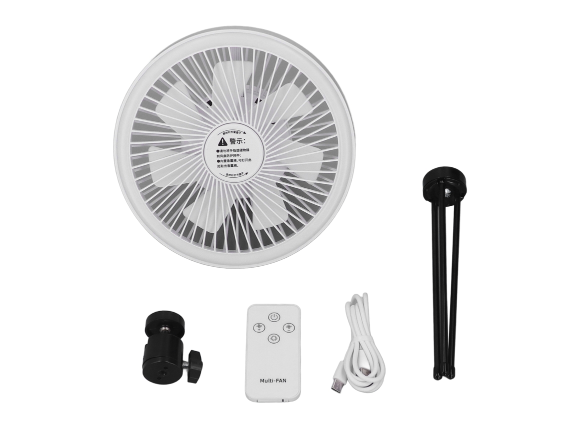 Ventilador Colgante Portátil Con Trípode, Recargable Por Usb, Para Camping, Con Luz Led.