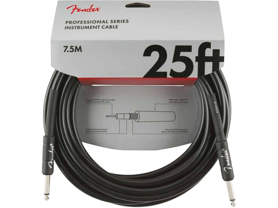 Cable para Instrumentos FENDER Professional Series Jack/Jack Black (7,5 m)