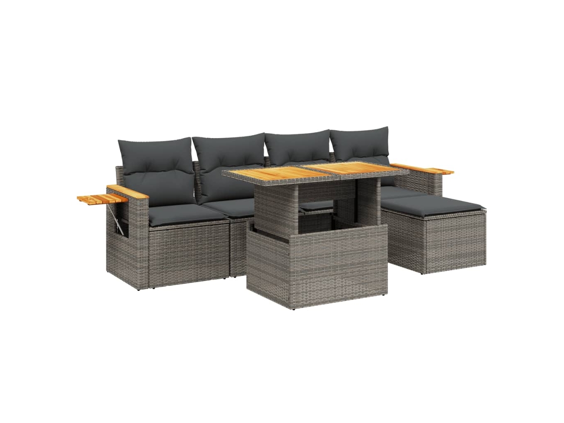 Maison Exclusive - Set De Muebles De Jardín 6 Pzas Y Cojines Ratán Sintético Gris