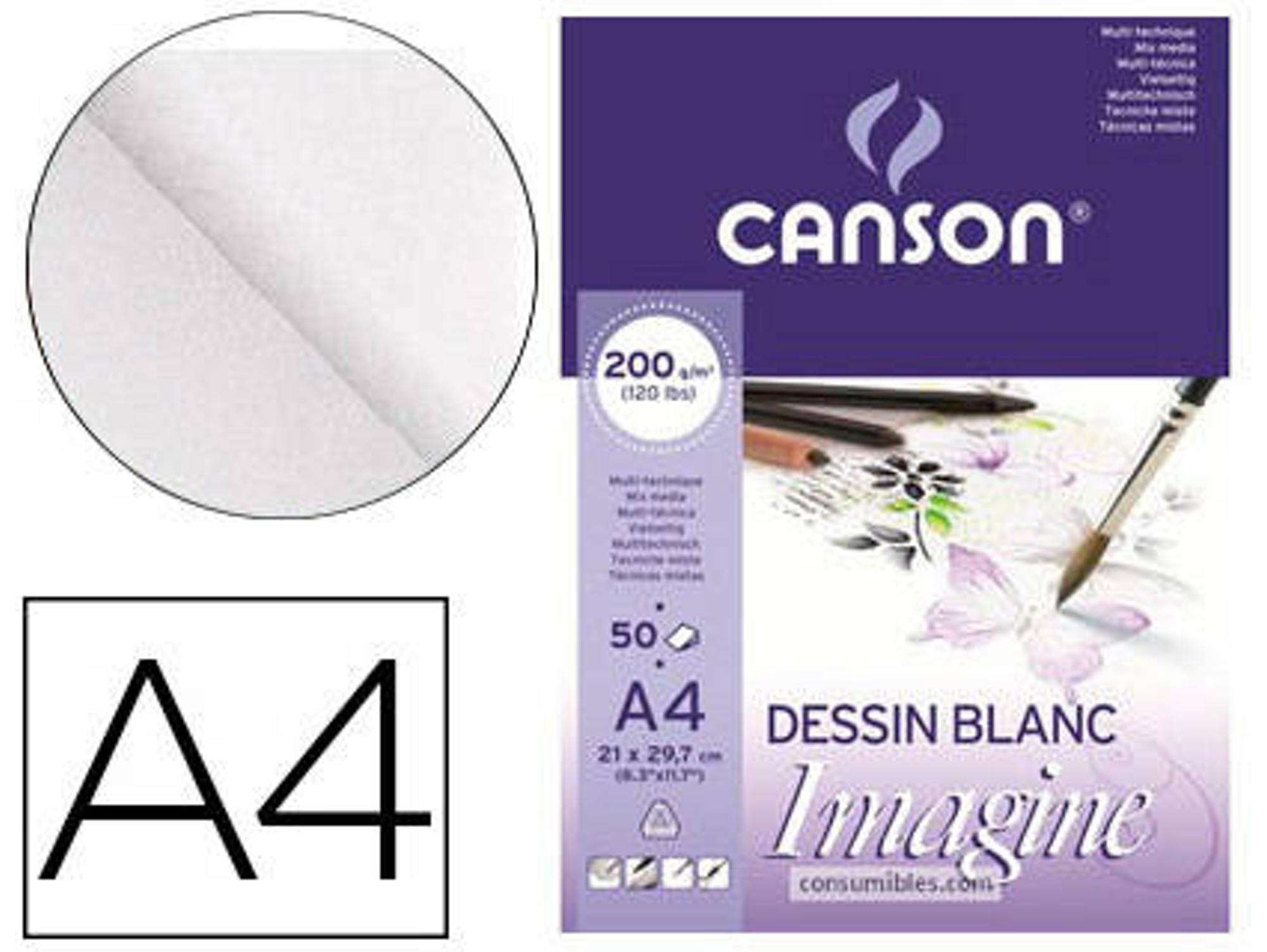 Blocs de Dibujo CANSON Imagine (A4 - 50 Hojas - Liso)