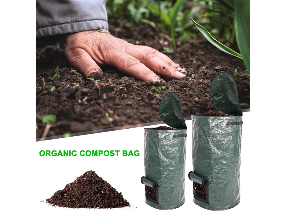 Bolsas De Compost Orgánico De 34 Galones Para Plantar Hortalizas Con Asas Y Abertura De Acceso.