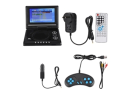 Reproductor de DVD portátil (pantalla giratoria y cargador para coche)