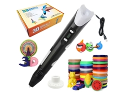 Pluma de impresión inteligente 3D 3Dblb para juguetes de niños 10M X 20 Color Pla/Abs- Negro