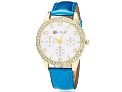 Reloj De Pulsera Analógico De Cuarzo Para Mujer Con Esfera Redonda, Estilo Moderno (azul)