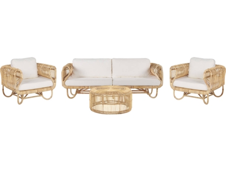 Conjunto de jardín de ratán natural 4 plazas DOLCEDO/LIMNI