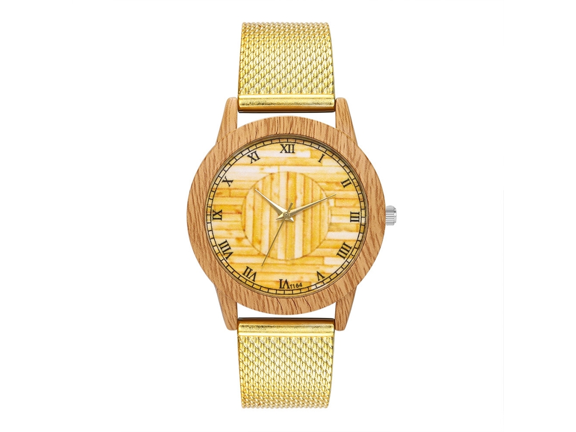 Reloj De Pulsera Unisex De Cuarzo Con Correa De Silicona Y Esfera Con Grandes Números Romanos Dorados.
