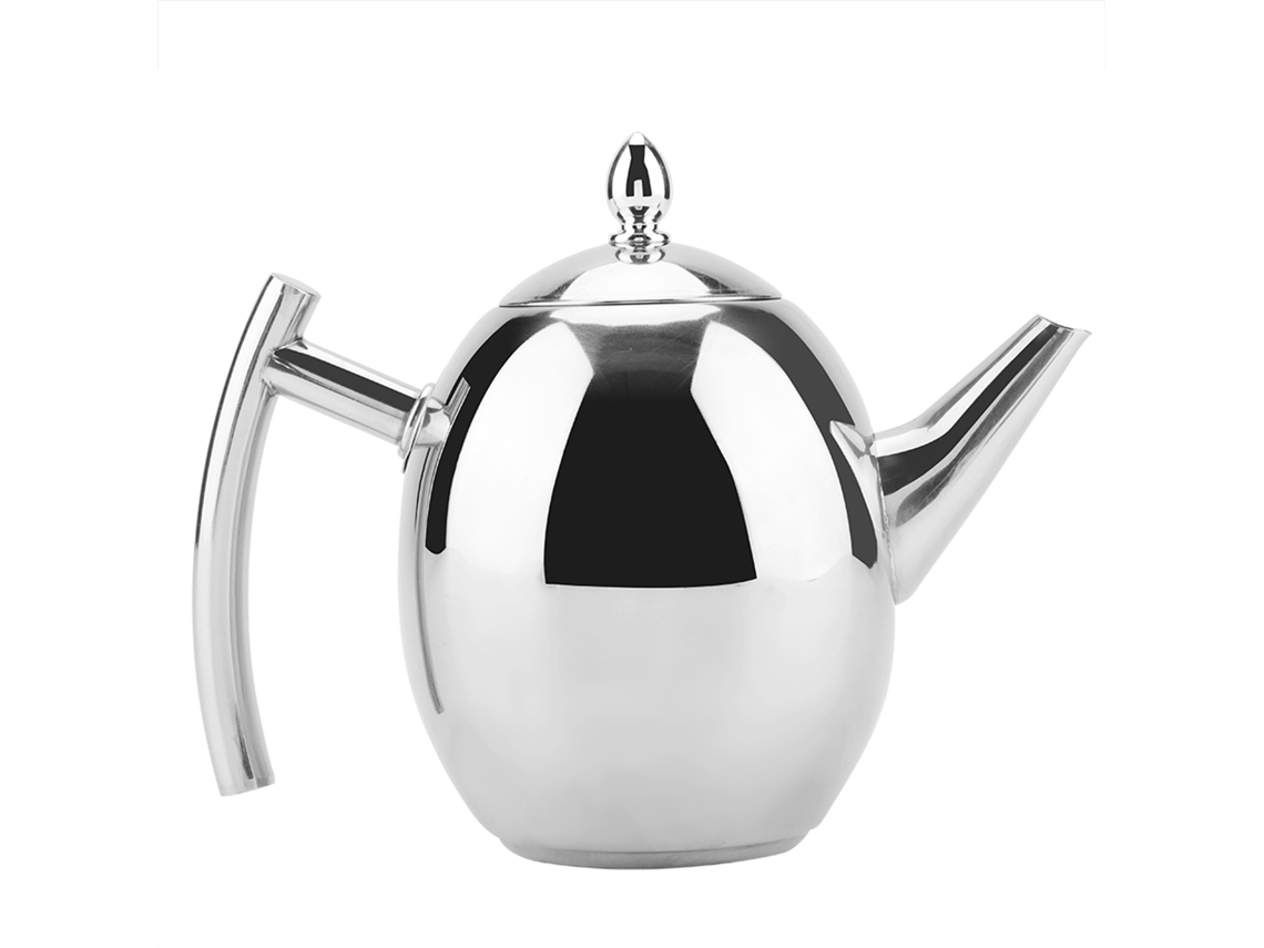 Hervidor de acero inoxidable para té, café y agua con filtro plateado (1500 ml)