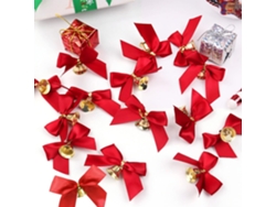 Lazos Navideños Rojos, Campanas Rojas, Adornos Navideños, 25 Piezas De Lazos Navideños Con Campanas, Lazos Navideños Rojos