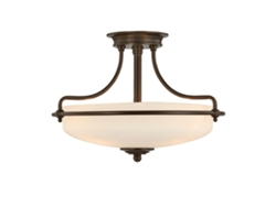 Flush Mount QUOIZEL (QZ-Griffin-SFS-PN) Griffin Metal, vidrio grabado E27 3 Bulbos