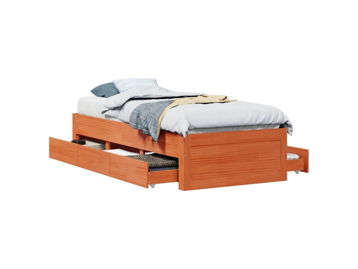 Maison Exclusive - Cama Sin Colchón Con Cajones Madera De Pino Marrón 90x200 Cm