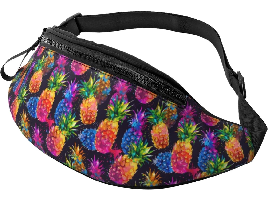 Riñonera con estampado de piñas tropicales, sin marca.
