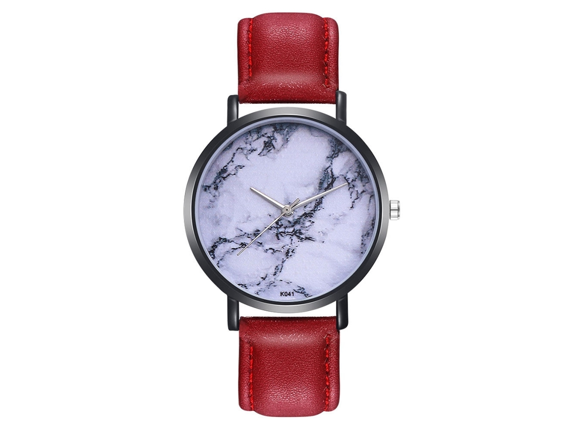 Reloj De Cuarzo De Moda Para Pareja Con Correa De Cuero Pu Zhoulianfa (rojo)