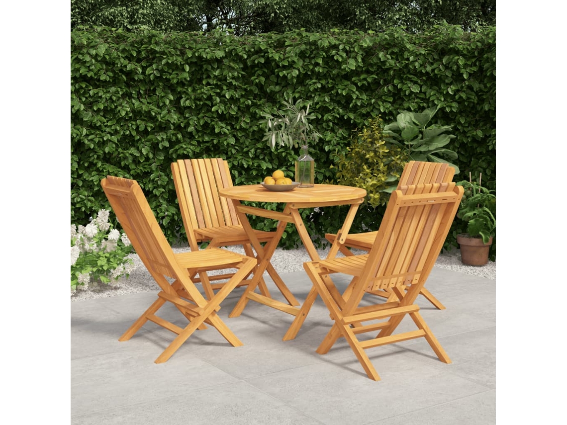 Juego de comedor de jardín de 5 piezas de madera maciza de teca Dkd Home Decor