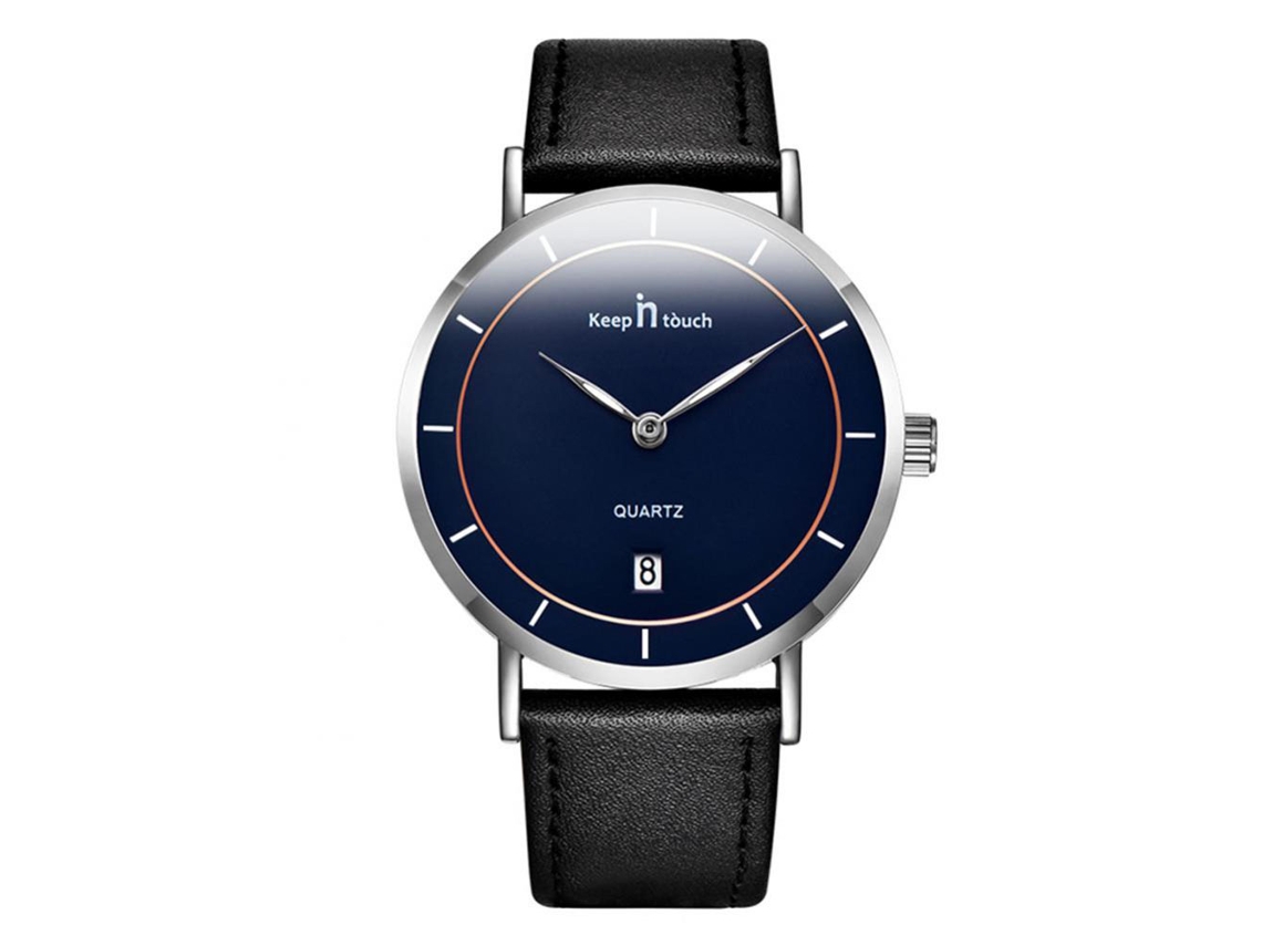 Relógio De Pulso Masculino De Quartzo Analógico Com Pulseira De Couro Pu Moda Café
