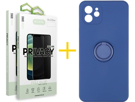 Carcasa + 2 Protectores de Pantalla para iPhone 12 Mini ACCETEL Azul Oscuro