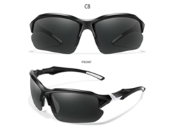 Gafas de conducir polarizadas Chrui (montura negra, borde blanco y lentes grises)