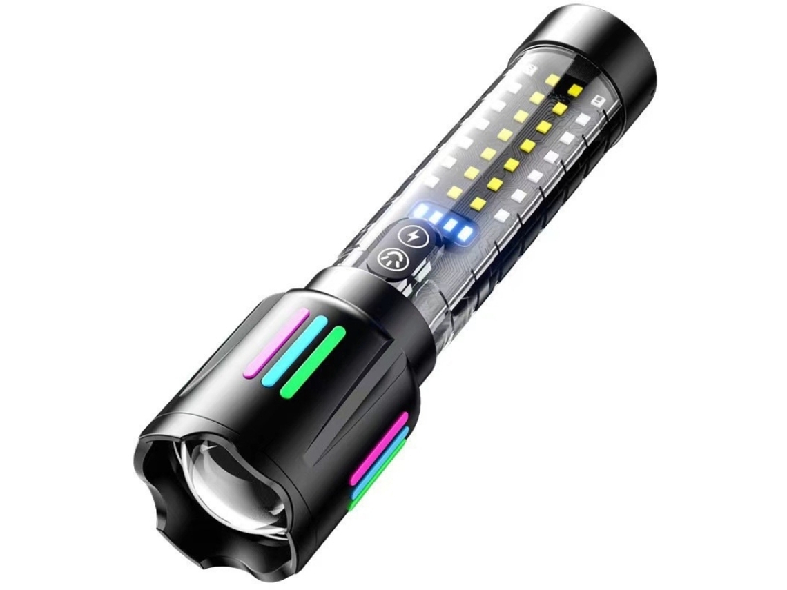Linterna láser de alta intensidad con zoom, recargable por USB-C, para exteriores. Mdug