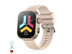 Smartwatch Zw39 con notificaciones de apps, llamadas Bluetooth y monitor de presión arterial y oxígeno. 3,7 x 1,1 x 4,7 cm. Color dorado.