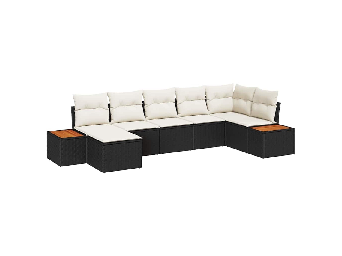 Maison Exclusive - Conjunto de sofás de jardín de poliratán negro y crema de 8 piezas