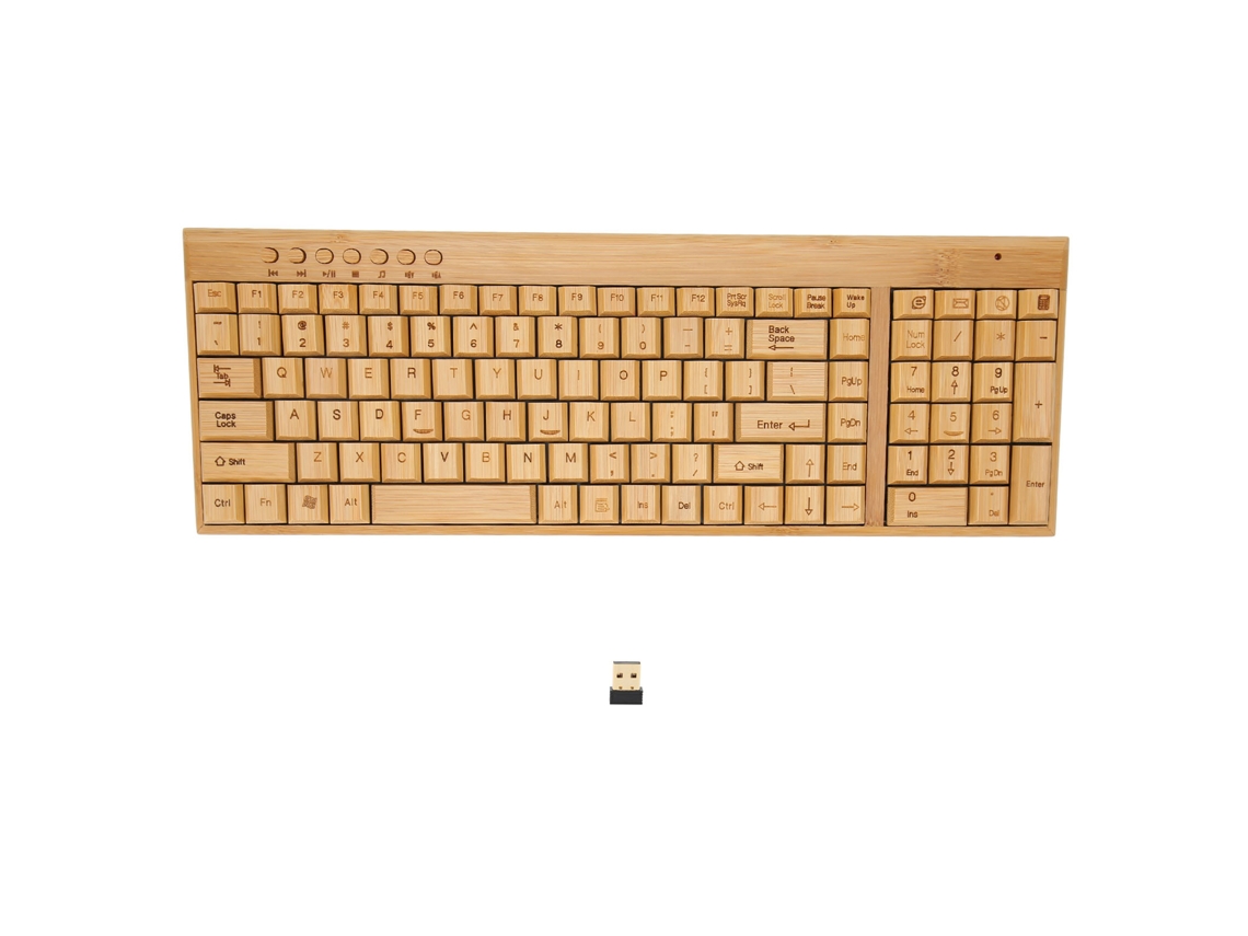 Teclado Inalámbrico Bamboo De 2,4 Ghz, Plug And Play, Para Dispositivos De Control Inalámbrico De Ordenadores De Oficina.