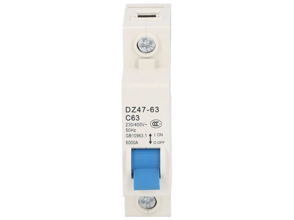 2026dz-Interruptor de circuito miniatura 1p para riel DIN Aislador de corriente residual 63a 230v 400v Dz47-63 C63