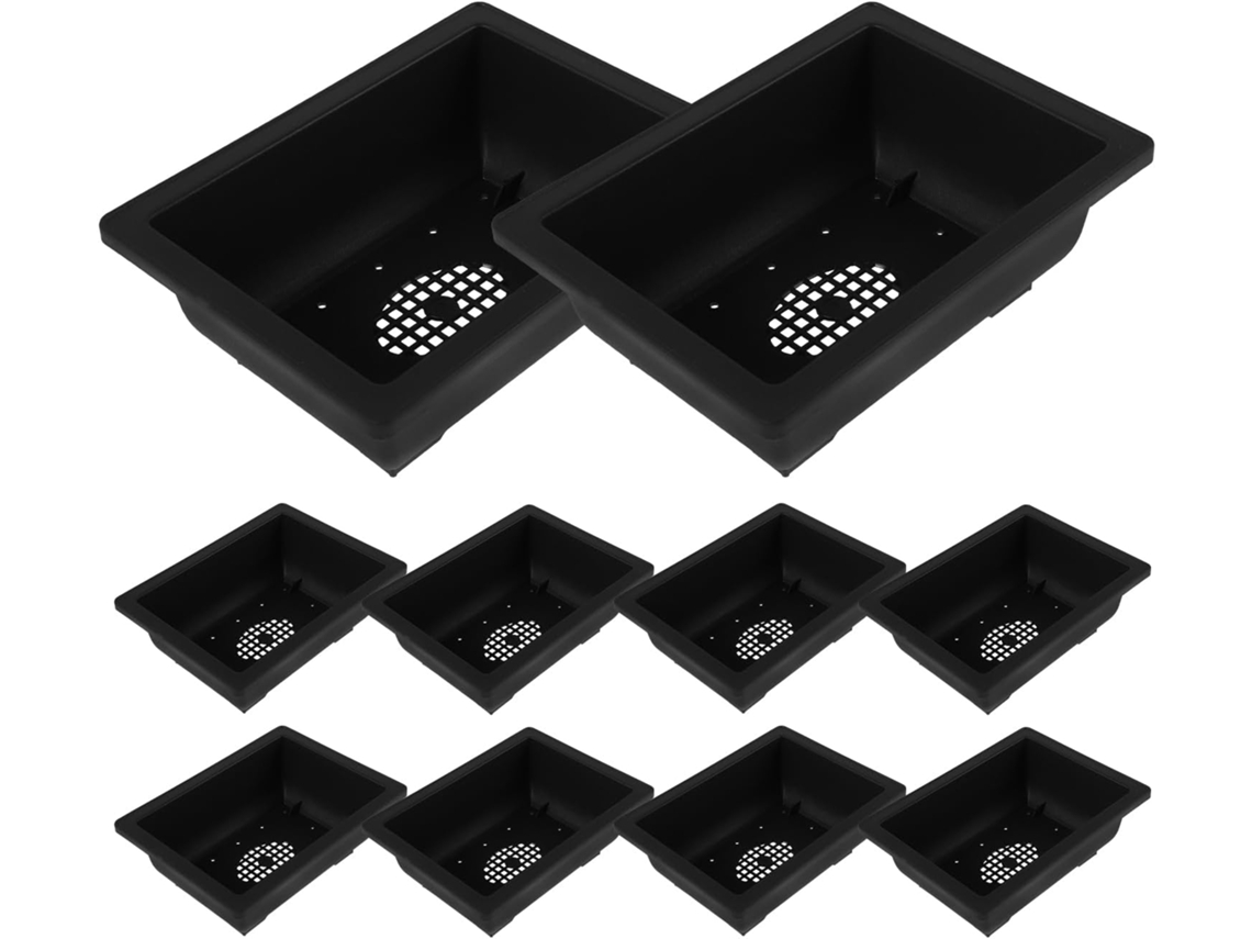 Juego De 12 Macetas Rectangulares De Plástico Para Bonsáis Y Jardineras.