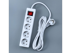 Regleta Digitallab con interruptor, cuatro enchufes y cable de 3 m (blanca)